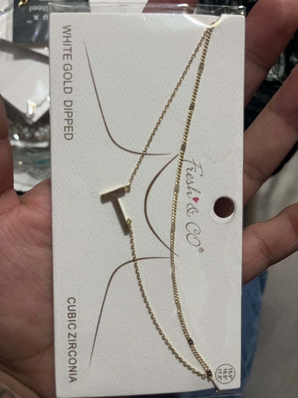 White Gold-Dipped Gold T Initial Necklace